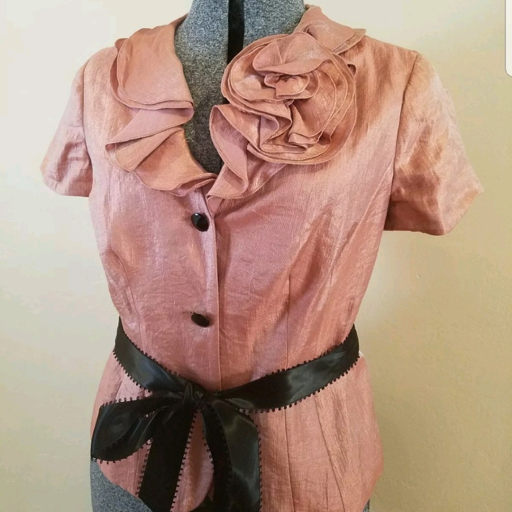 Adriana Pappel, rose accent top, size 12p